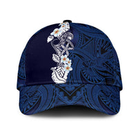 Blue Samoa Tattoo Classic Cap Plumeria Samoan Ocean Tatau Pattern - Polynesian Pride