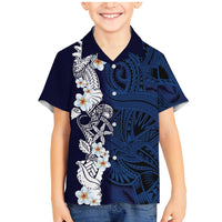 Blue Samoa Tattoo Family Matching Mermaid Dress and Hawaiian Shirt Plumeria Samoan Ocean Tatau Pattern - Polynesian Pride