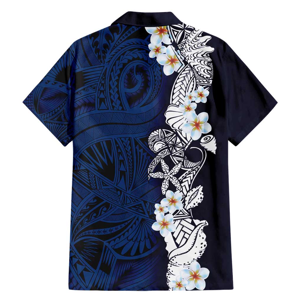 Blue Samoa Tattoo Hawaiian Shirt Plumeria Samoan Ocean Tatau Pattern - Polynesian Pride