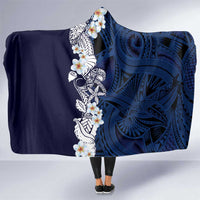 Blue Samoa Tattoo Hooded Blanket Plumeria Samoan Ocean Tatau Pattern - Polynesian Pride