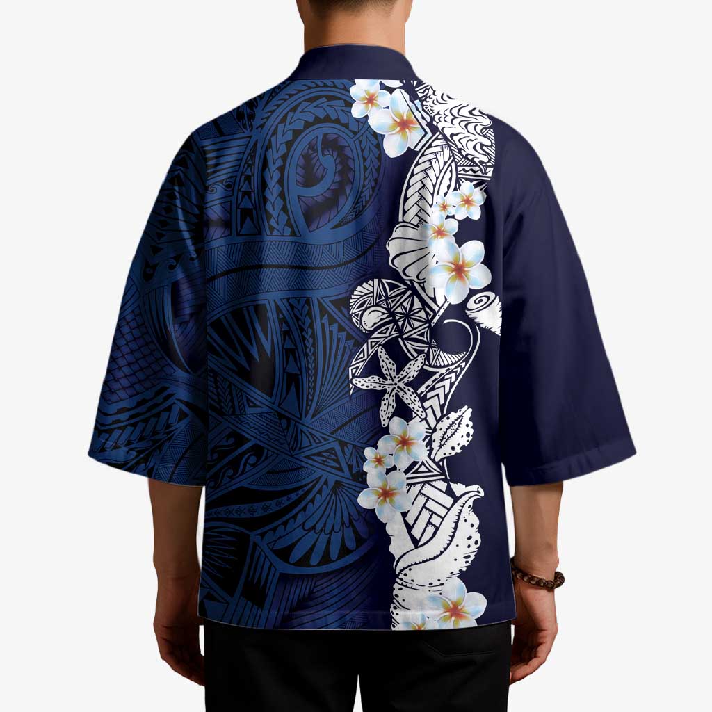 Blue Samoa Tattoo Kimono Plumeria Samoan Ocean Tatau Pattern - Polynesian Pride