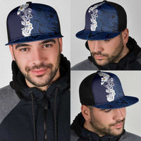 Blue Samoa Tattoo Mesh Trucker Cap Plumeria Samoan Ocean Tatau Pattern - Polynesian Pride