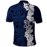 Blue Samoa Tattoo Polo Shirt Plumeria Samoan Ocean Tatau Pattern - Polynesian Pride