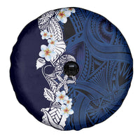 Blue Samoa Tattoo Spare Tire Cover Plumeria Samoan Ocean Tatau Pattern - Polynesian Pride