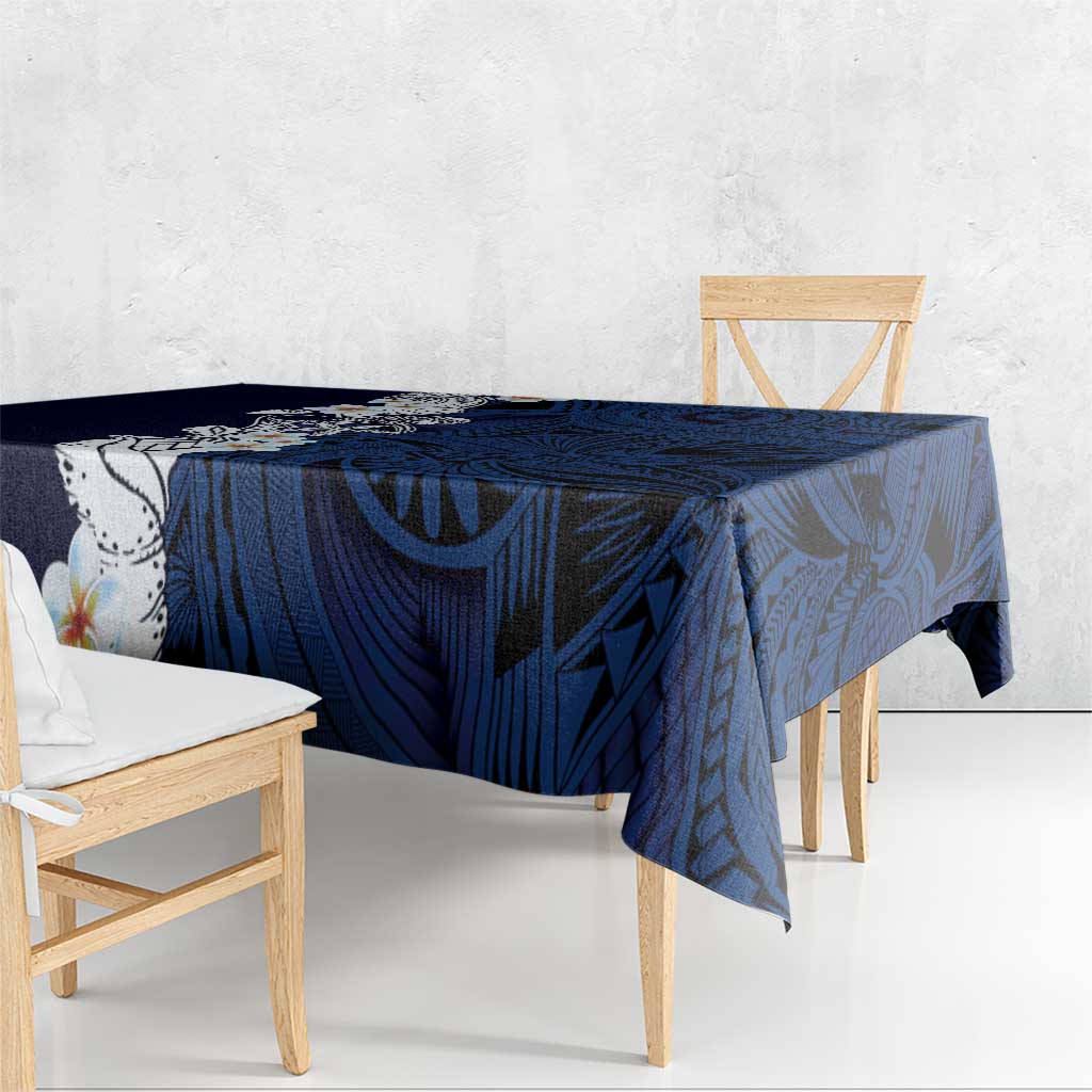 Blue Samoa Tattoo Tablecloth Plumeria Samoan Ocean Tatau Pattern - Polynesian Pride