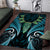 Aotearoa Pounamu Niho Area Rug Silver Fern Mix Maori Pattern - Turquoise