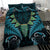 Aotearoa Pounamu Niho Bedding Set Silver Fern Mix Maori Pattern - Turquoise