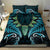 Aotearoa Pounamu Niho Bedding Set Silver Fern Mix Maori Pattern - Turquoise