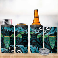 Aotearoa Pounamu Niho 4 in 1 Can Cooler Tumbler Silver Fern Mix Maori Pattern - Turquoise LT14 - Polynesian Pride