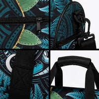 Aotearoa Pounamu Niho Duffle Bag Silver Fern Mix Maori Pattern - Turquoise LT14 - Polynesian Pride
