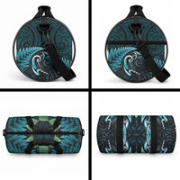 Aotearoa Pounamu Niho Duffle Bag Silver Fern Mix Maori Pattern - Turquoise LT14 - Polynesian Pride