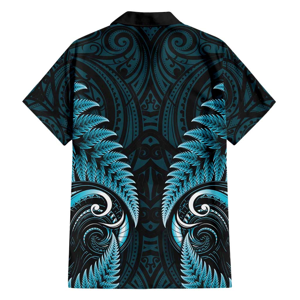 Aotearoa Pounamu Niho Family Matching Summer Maxi Dress and Hawaiian Shirt Silver Fern Mix Maori Pattern - Turquoise LT14 - Polynesian Pride