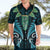 Aotearoa Pounamu Niho Hawaiian Shirt Silver Fern Mix Maori Pattern - Turquoise