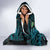 Aotearoa Pounamu Niho Hooded Blanket Silver Fern Mix Maori Pattern - Turquoise