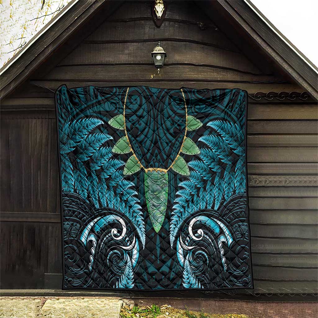 Aotearoa Pounamu Niho Quilt Silver Fern Mix Maori Pattern - Turquoise LT14 - Polynesian Pride