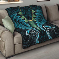 Aotearoa Pounamu Niho Quilt Silver Fern Mix Maori Pattern - Turquoise LT14 - Polynesian Pride