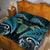 Aotearoa Pounamu Niho Quilt Bed Set Silver Fern Mix Maori Pattern - Turquoise