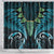 Aotearoa Pounamu Niho Shower Curtain Silver Fern Mix Maori Pattern - Turquoise