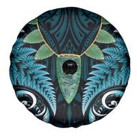 Aotearoa Pounamu Niho Spare Tire Cover Silver Fern Mix Maori Pattern - Turquoise