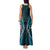 Aotearoa Pounamu Niho Tank Maxi Dress Silver Fern Mix Maori Pattern - Turquoise