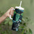 Aotearoa Pounamu Niho Tumbler With Handle Silver Fern Mix Maori Pattern - Turquoise