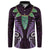 Aotearoa Pounamu Niho Button Sweatshirt Silver Fern Mix Maori Pattern - Purple