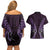 Aotearoa Pounamu Niho Couples Matching Off Shoulder Short Dress and Hawaiian Shirt Silver Fern Mix Maori Pattern - Purple