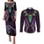 Aotearoa Pounamu Niho Couples Matching Puletasi and Long Sleeve Button Shirt Silver Fern Mix Maori Pattern - Purple