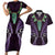 Aotearoa Pounamu Niho Couples Matching Short Sleeve Bodycon Dress and Hawaiian Shirt Silver Fern Mix Maori Pattern - Purple