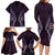 Aotearoa Pounamu Niho Family Matching Long Sleeve Bodycon Dress and Hawaiian Shirt Silver Fern Mix Maori Pattern - Purple