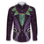 Aotearoa Pounamu Niho Family Matching Long Sleeve Bodycon Dress and Hawaiian Shirt Silver Fern Mix Maori Pattern - Purple