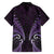 Aotearoa Pounamu Niho Family Matching Off Shoulder Short Dress and Hawaiian Shirt Silver Fern Mix Maori Pattern - Purple