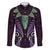 Aotearoa Pounamu Niho Family Matching Puletasi and Hawaiian Shirt Silver Fern Mix Maori Pattern - Purple