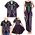 Aotearoa Pounamu Niho Family Matching Tank Maxi Dress and Hawaiian Shirt Silver Fern Mix Maori Pattern - Purple