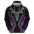 Aotearoa Pounamu Niho Hoodie Silver Fern Mix Maori Pattern - Purple