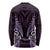 Aotearoa Pounamu Niho Long Sleeve Shirt Silver Fern Mix Maori Pattern - Purple