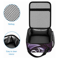 Aotearoa Pounamu Niho Lunch Bag Silver Fern Mix Maori Pattern - Purple LT14 - Polynesian Pride