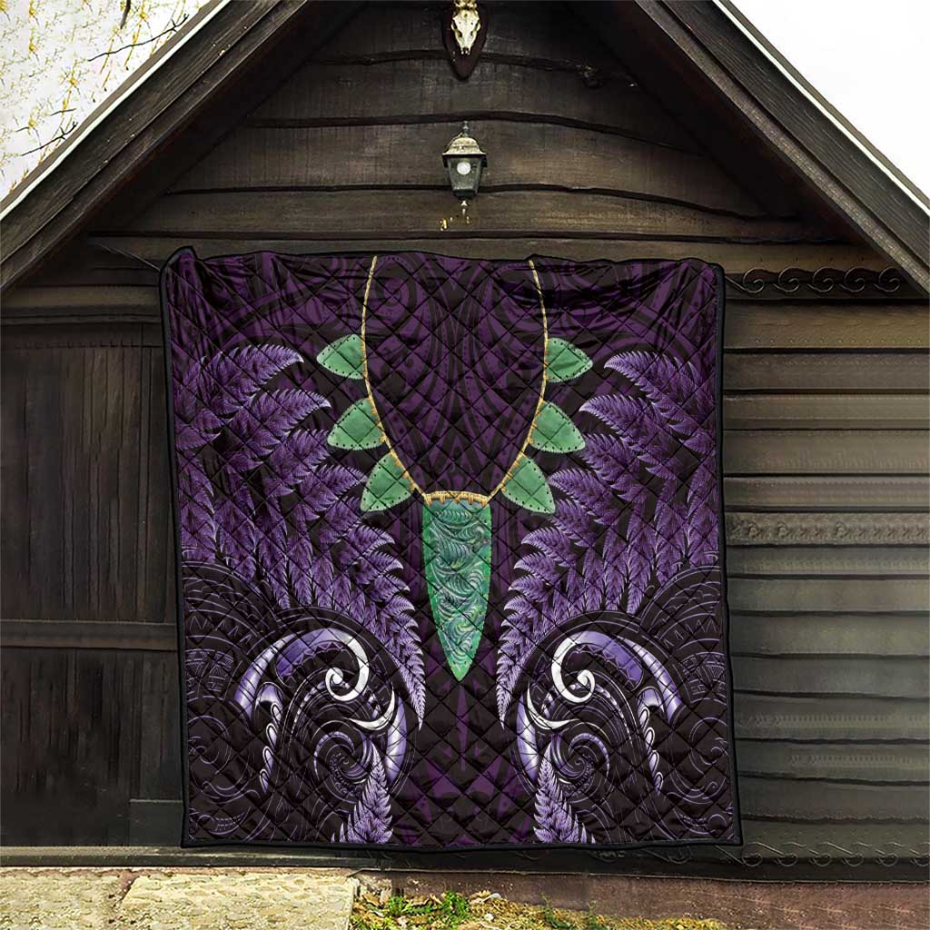 Aotearoa Pounamu Niho Quilt Silver Fern Mix Maori Pattern - Purple LT14 - Polynesian Pride
