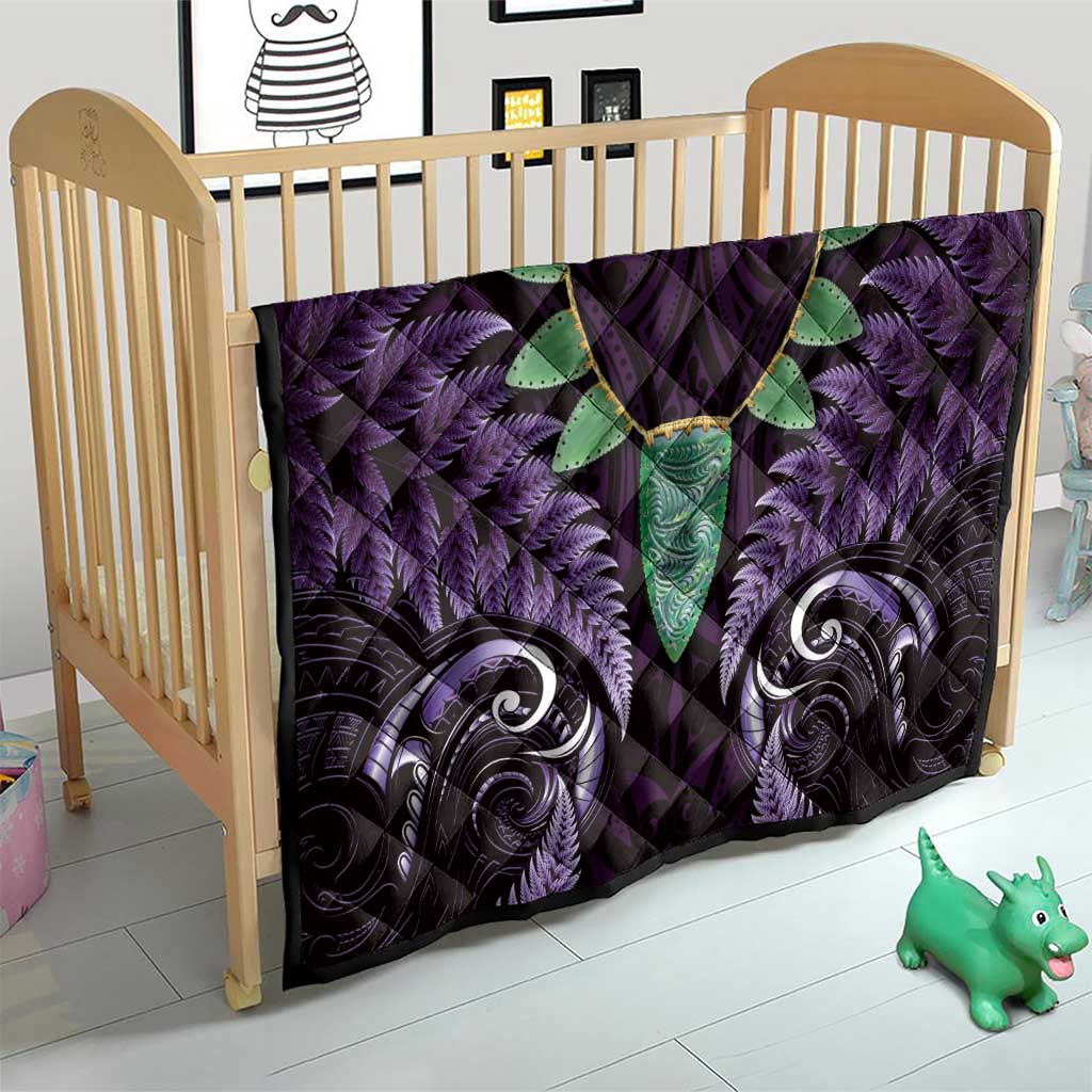 Aotearoa Pounamu Niho Quilt Silver Fern Mix Maori Pattern - Purple LT14 - Polynesian Pride
