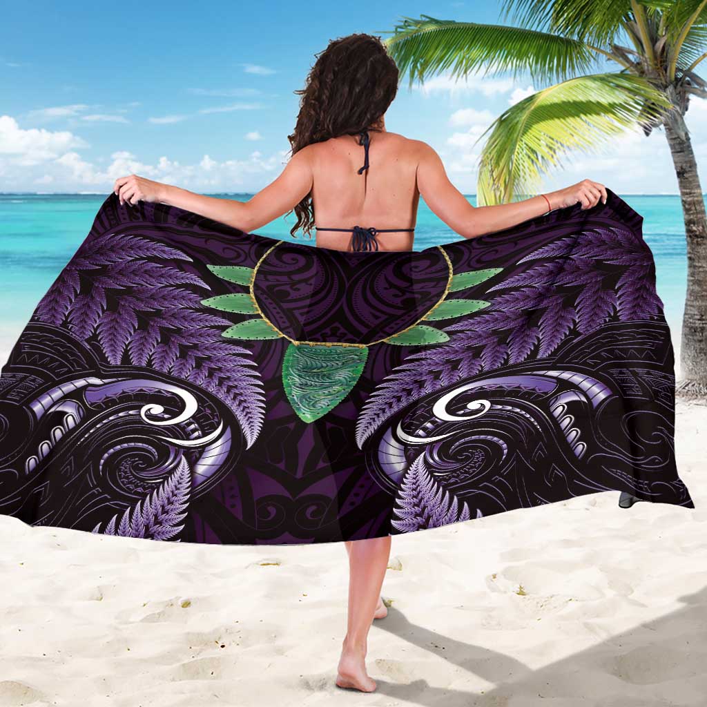 Aotearoa Pounamu Niho Sarong Silver Fern Mix Maori Pattern - Purple