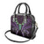 Aotearoa Pounamu Niho Shoulder Handbag Silver Fern Mix Maori Pattern - Purple