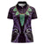 Aotearoa Pounamu Niho Women Polo Shirt Silver Fern Mix Maori Pattern - Purple