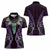 Aotearoa Pounamu Niho Women Polo Shirt Silver Fern Mix Maori Pattern - Purple