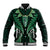 Aotearoa Pounamu Niho Baseball Jacket Silver Fern Mix Maori Pattern - Green