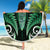 Aotearoa Pounamu Niho Beach Blanket Silver Fern Mix Maori Pattern - Green