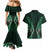 Aotearoa Pounamu Niho Couples Matching Mermaid Dress and Hawaiian Shirt Silver Fern Mix Maori Pattern - Green