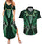 Aotearoa Pounamu Niho Couples Matching Summer Maxi Dress and Hawaiian Shirt Silver Fern Mix Maori Pattern - Green