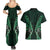 Aotearoa Pounamu Niho Couples Matching Summer Maxi Dress and Hawaiian Shirt Silver Fern Mix Maori Pattern - Green