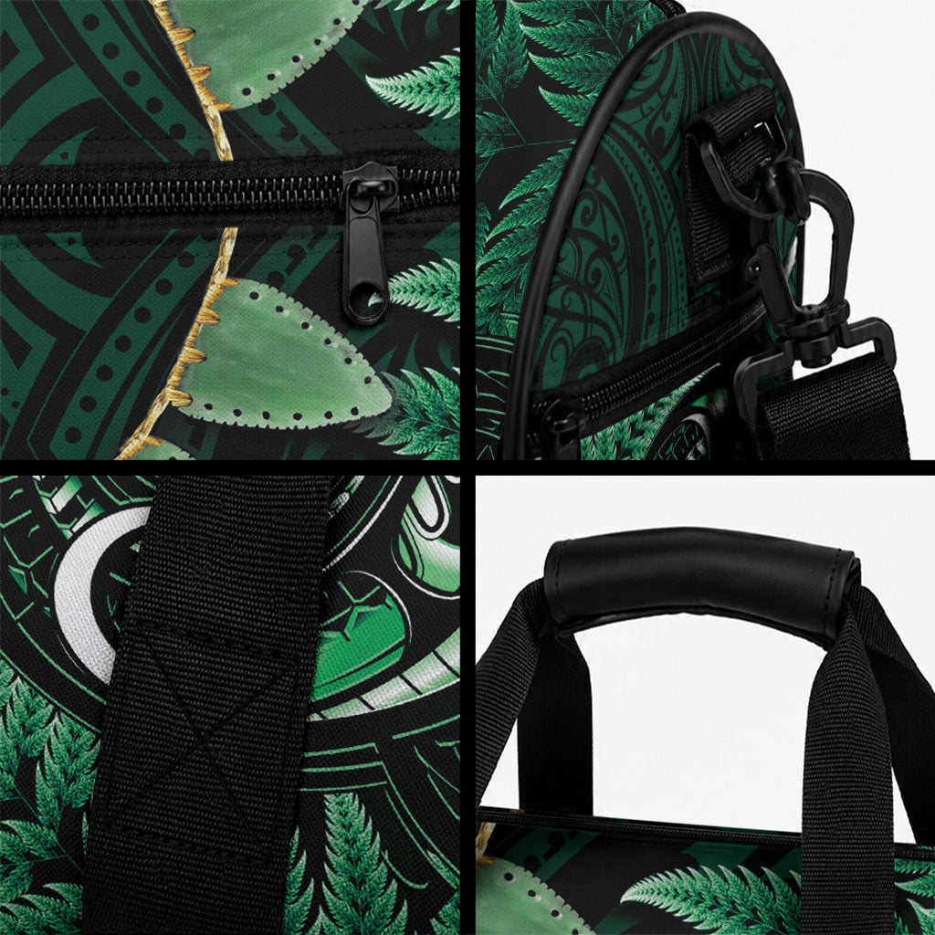 Aotearoa Pounamu Niho Duffle Bag Silver Fern Mix Maori Pattern - Green LT14 - Polynesian Pride