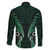 Aotearoa Pounamu Niho Family Matching Long Sleeve Bodycon Dress and Hawaiian Shirt Silver Fern Mix Maori Pattern - Green